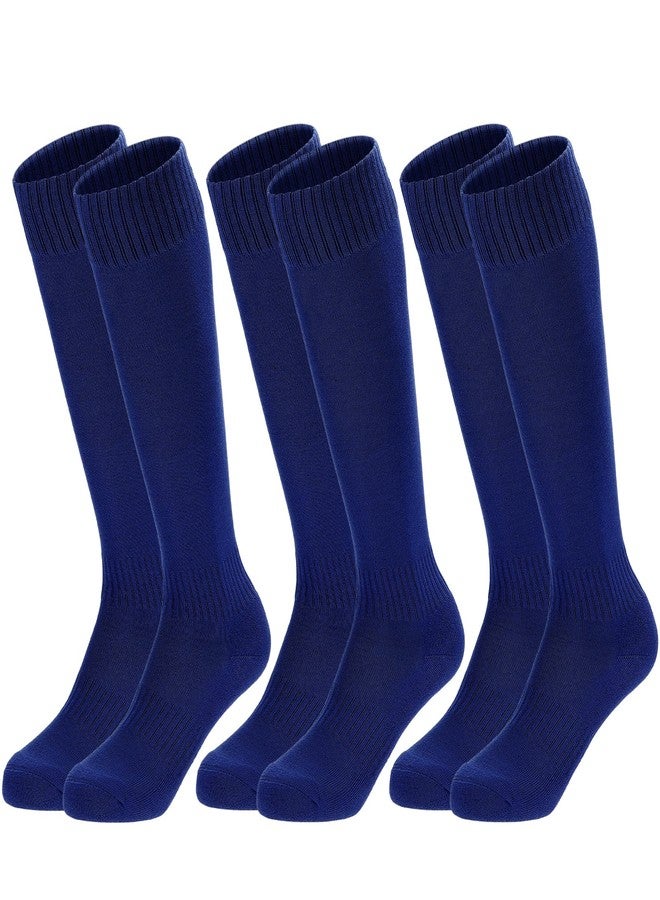 Regilt 3 Pairs Kids Youth Baseball Socks Cushioned Soccer Football Softball Socks for Boys Girls (US, Alpha, Medium, Regular, Regular, Navy blue) - Image 1